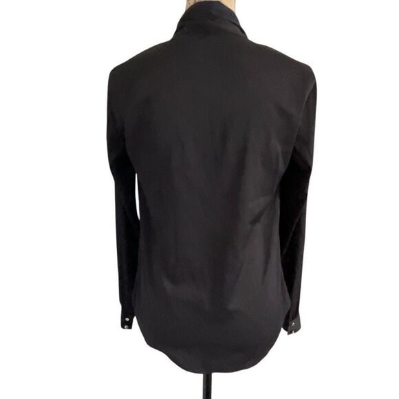 EUC Bebe Black Cross Front Surplice Long Sleeve Blouse - Size Small - Picture 6 of 9